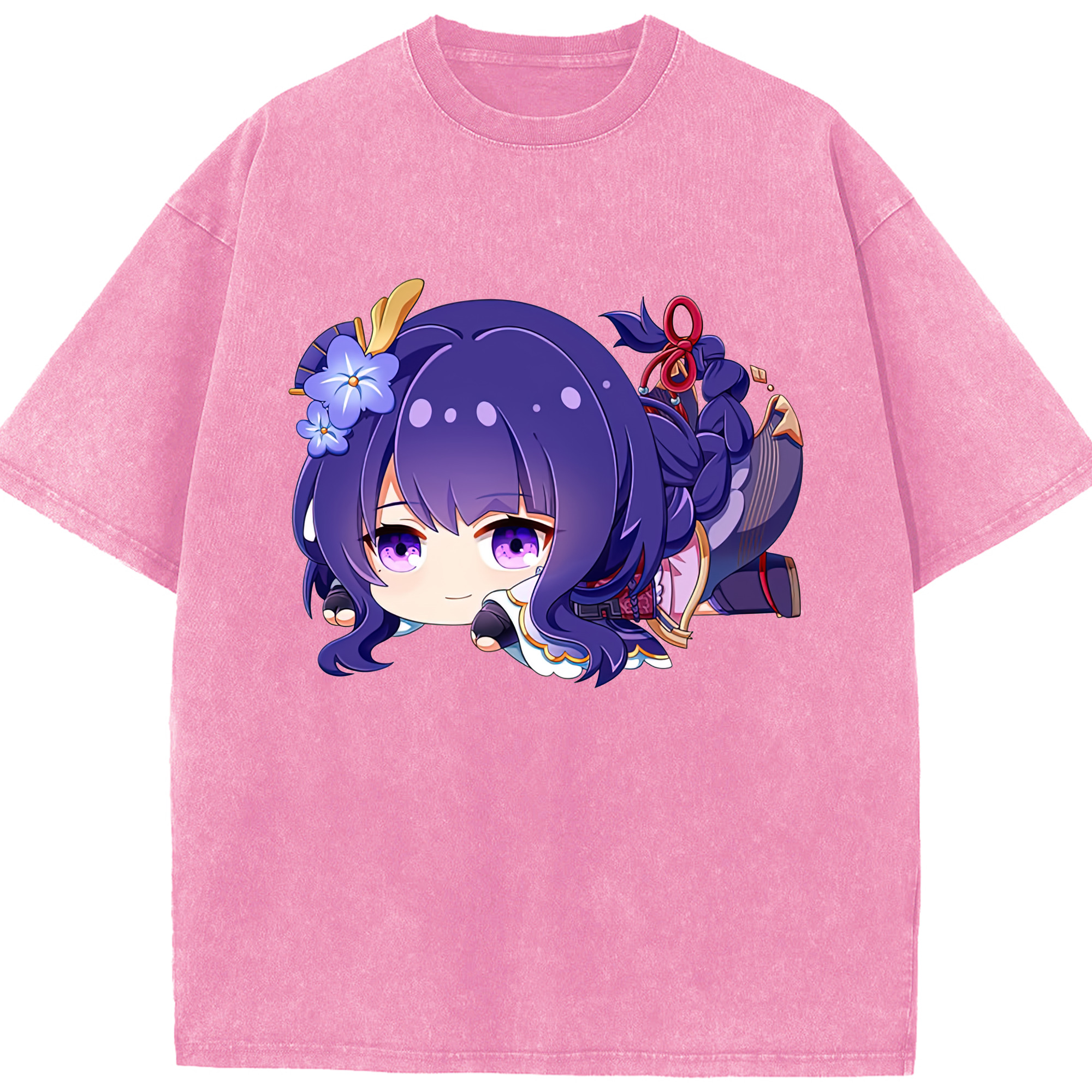 げんし神 雷電将軍 らいでんしょうぐん genshin Raiden Shogun 綿100% ヴィンテージ風 半袖Tシャツ（フロントプリント）